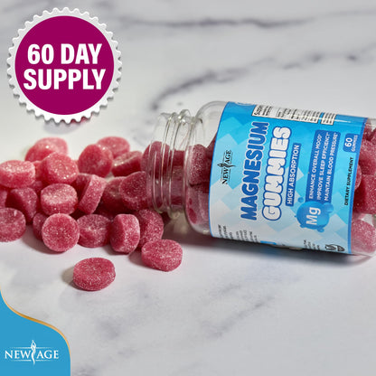 Magnesium Gummies - Calming Anti-Stress, Vegan, Gluten-Free, Non-GMO | 120 Count | New Age