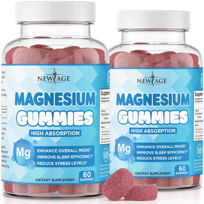 Magnesium Gummies - Calming Anti-Stress, Vegan, Gluten-Free, Non-GMO | 120 Count | New Age