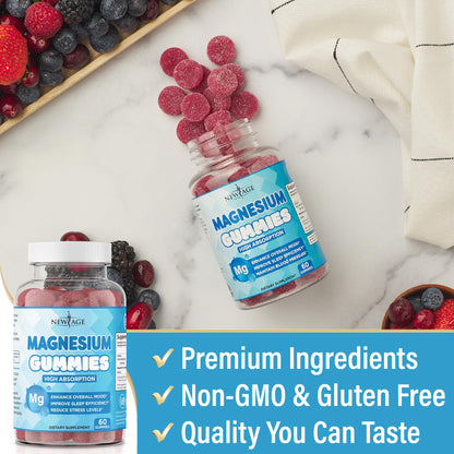 Magnesium Gummies - Calming Anti-Stress, Vegan, Gluten-Free, Non-GMO | 120 Count | New Age
