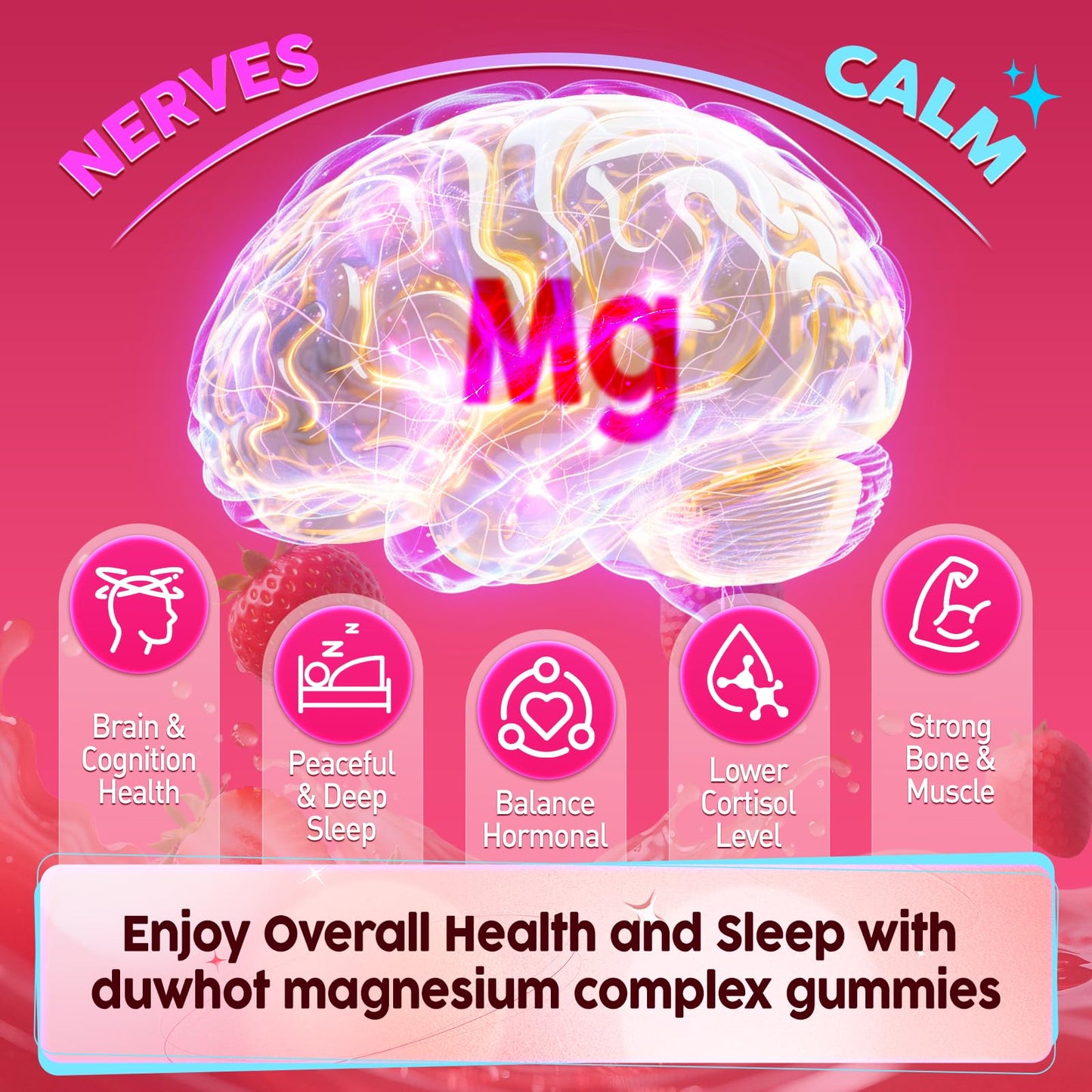 12-in-1 Magnesium Gummies for Women – 1000mg Liposomal Mg Glycinate & D3, Vegan
