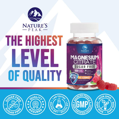 Magnesium Citrate Gummies Sugar-Free – High Absorption, 60 Gummies | Sleep, Heart & Bones Support