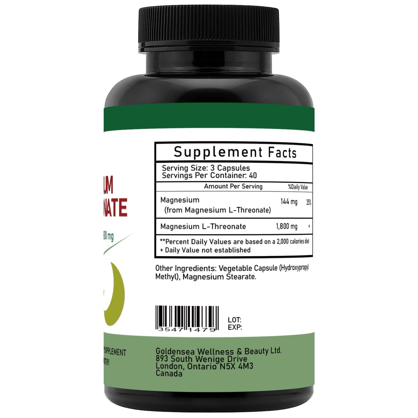 Magnesium L-Threonate Capsules 1800mg - 120 Count | Brain Health