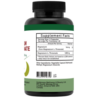 Magnesium L-Threonate Capsules 1800mg - 120 Count | Brain Health