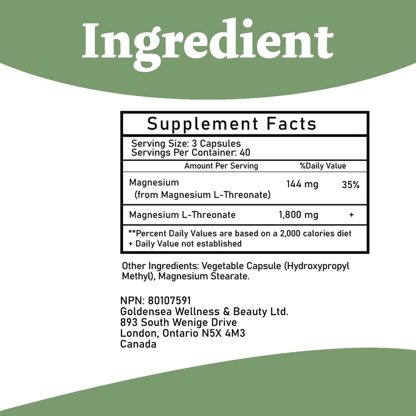 Magnesium L-Threonate Capsules 1800mg - 120 Count | Brain Health