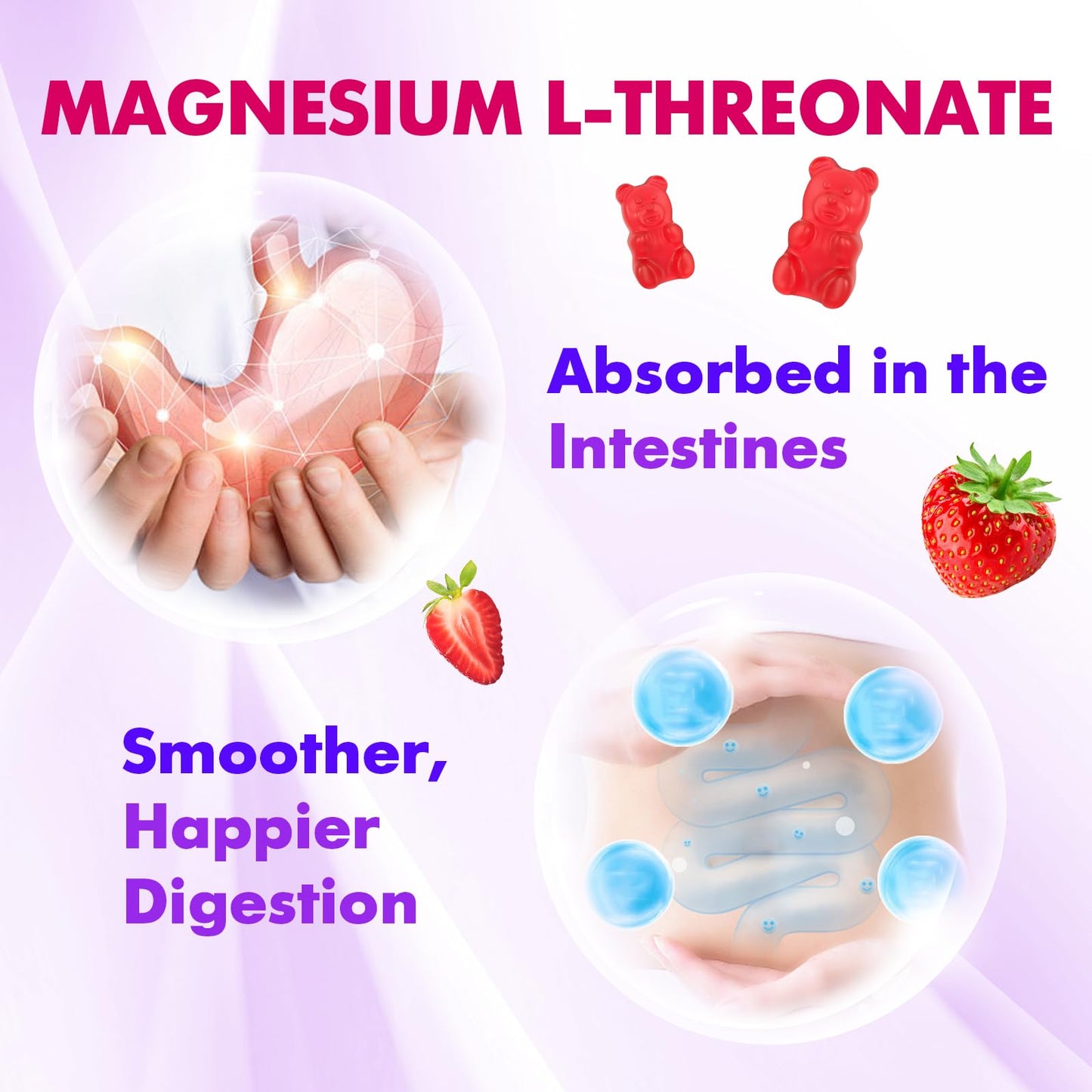 1000mg Magnesium L-Threonate Gummies - Vegan Sugar-Free Strawberry (60 ct)