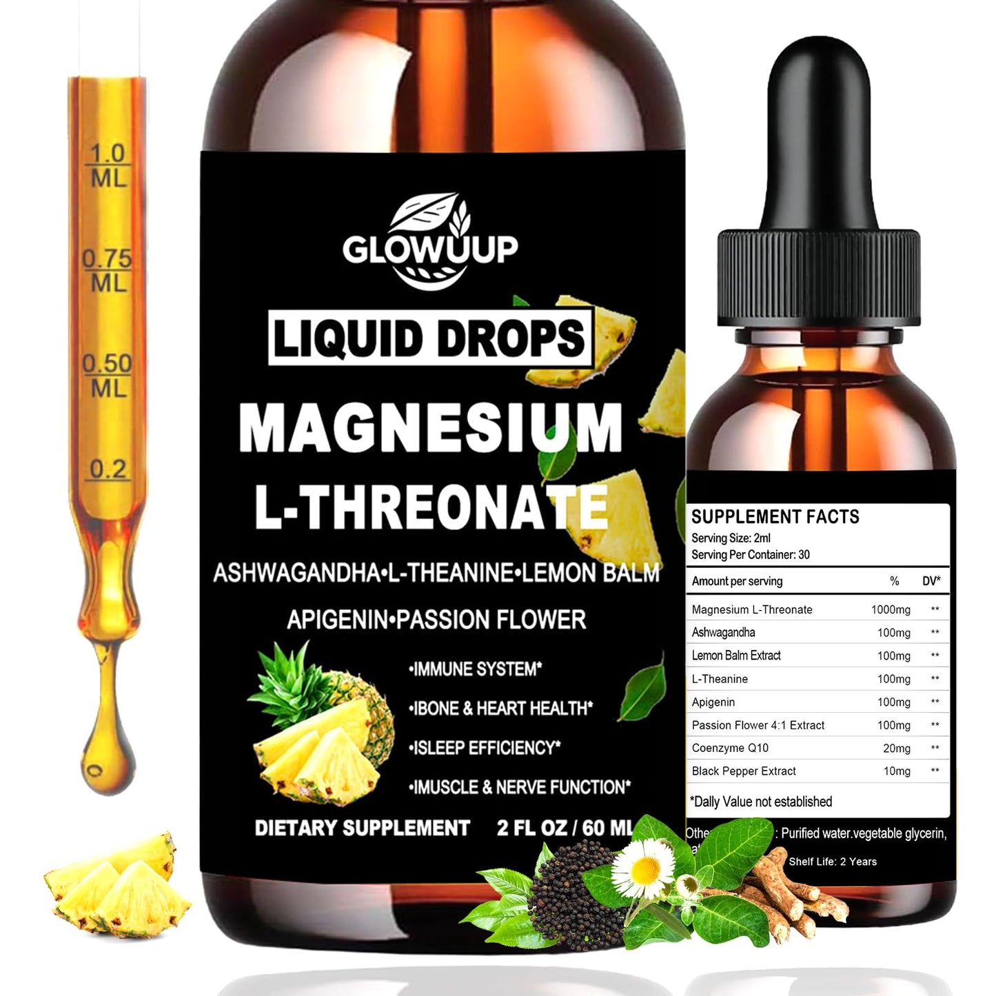 Magnesium L-Threonate Liquid Drops 1000 mg – Sleep, Memory & Brain Support | Fast Absorption