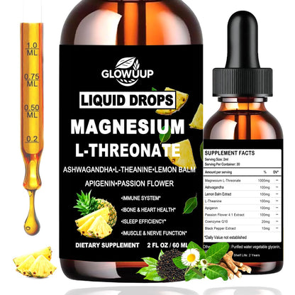 Magnesium L-Threonate Liquid Drops 1000 mg – Sleep, Memory & Brain Support | Fast Absorption