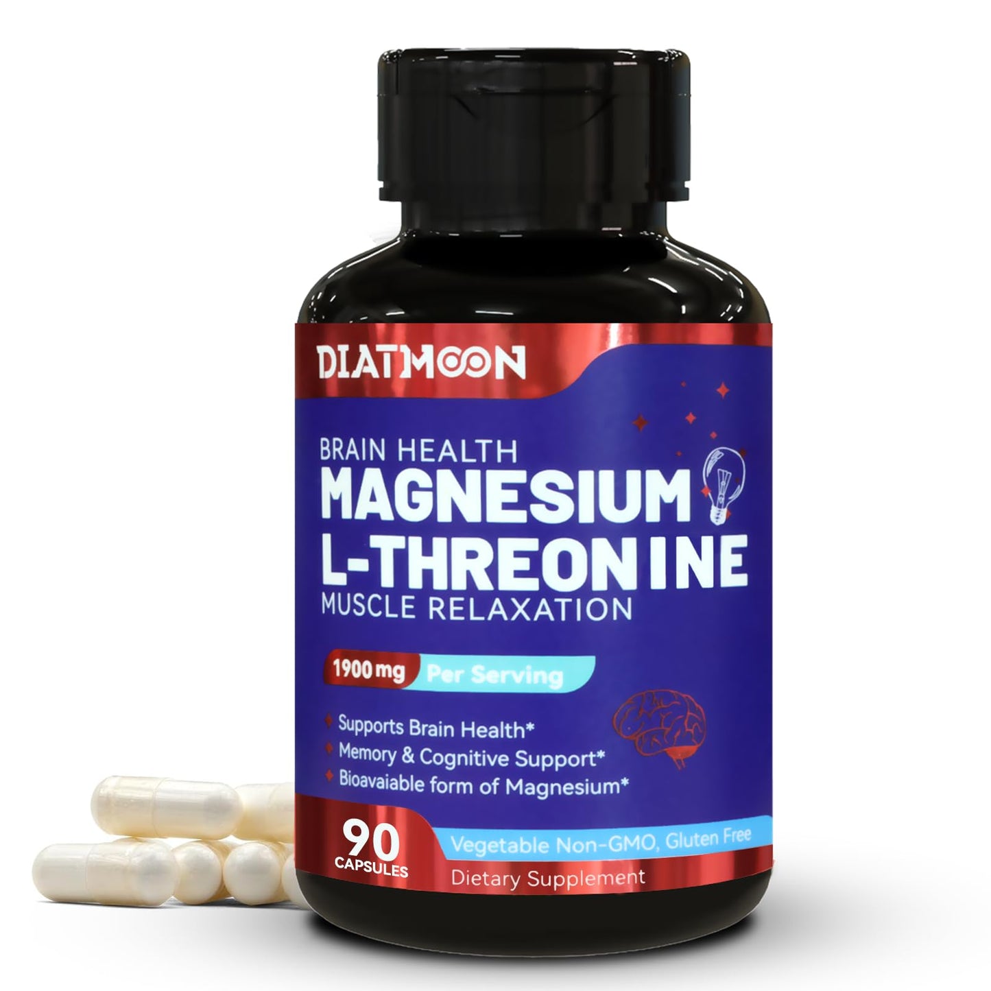 Magnesium L-Threonine, High Absorption Magnesium Supplement,1900mg Magnesium Threonine for Brain Health, Memory Support, Gluten Free, Non-GMO,90 Vegan Capsules