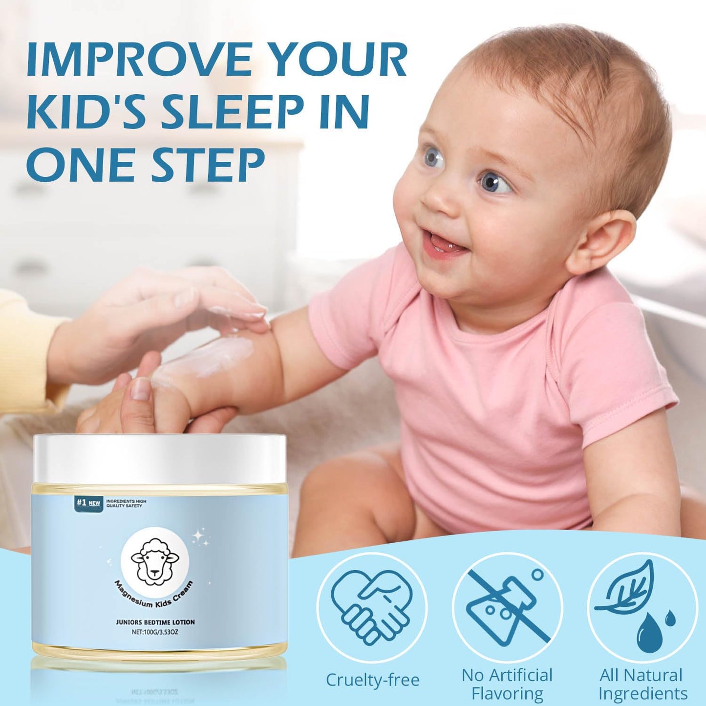 Magnesium Lotion for Kids – Sleep & Relaxation Cream (3.53 oz) – Bedtime Support Without Melatonin