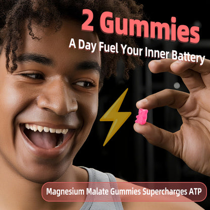 Magnesium Malate Gummies 1000mg | L-Theanine, CoQ10 & Vitamin B6 | Vegan, Non-GMO, Gluten-Free | 60 Chewables