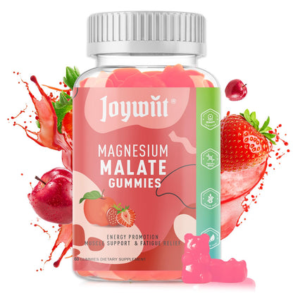 Magnesium Malate Gummies 1000mg | L-Theanine, CoQ10 & Vitamin B6 | Vegan, Non-GMO, Gluten-Free | 60 Chewables