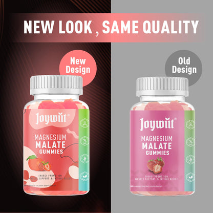 Magnesium Malate Gummies 1000mg | L-Theanine, CoQ10 & Vitamin B6 | Vegan, Non-GMO, Gluten-Free | 60 Chewables