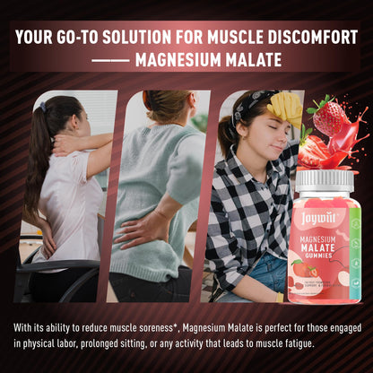 Magnesium Malate Gummies 1000mg | L-Theanine, CoQ10 & Vitamin B6 | Vegan, Non-GMO, Gluten-Free | 60 Chewables