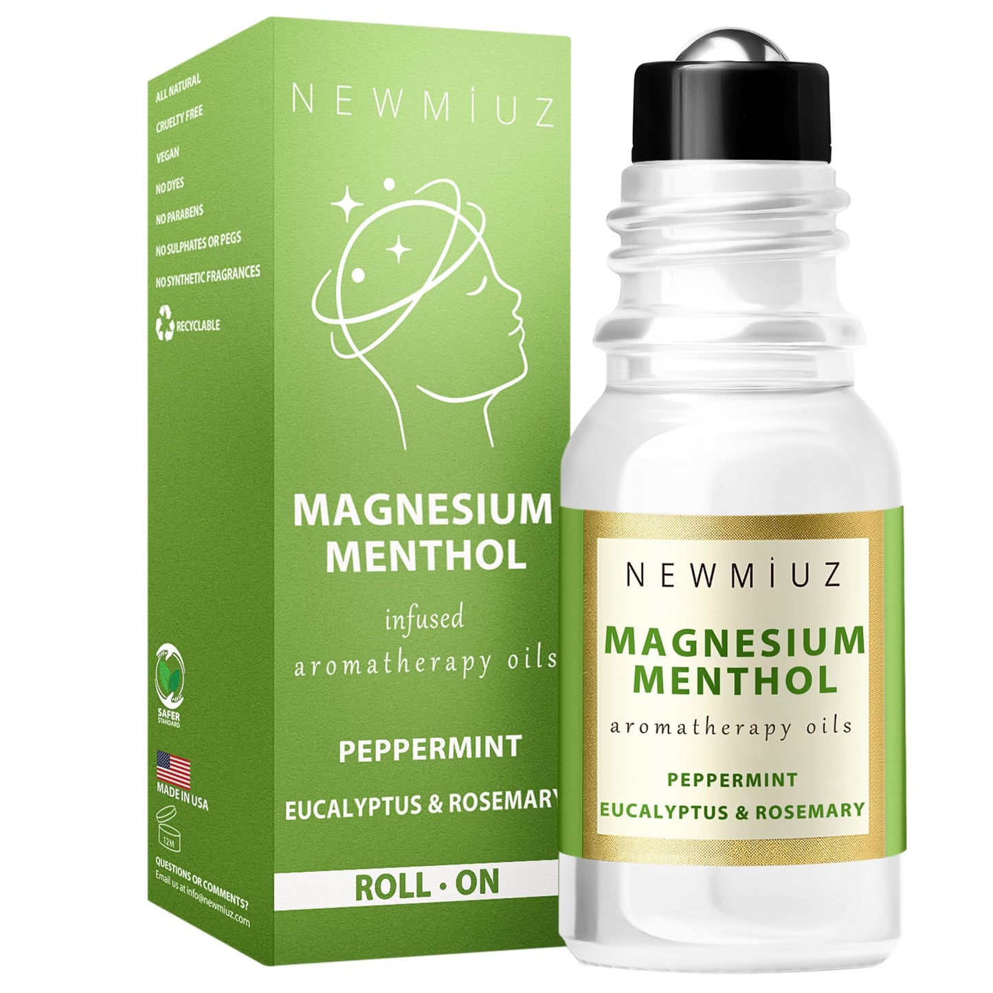 Magnesium Menthol Migraine Roll-On - Natural Fast-Acting Cooling Relief