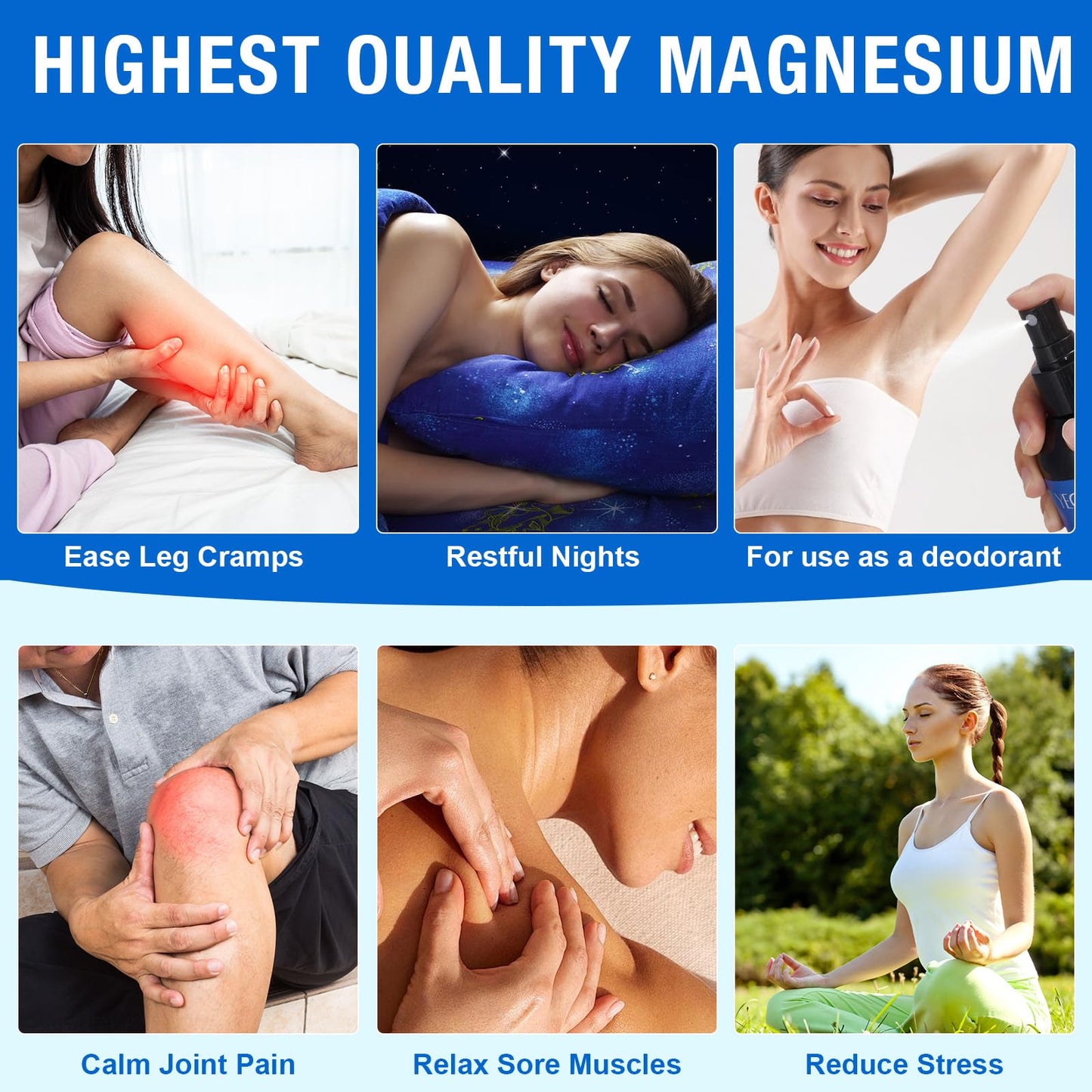 Magnesium Oil Spray 8.6 Fl Oz – Pure Topical Magnesium for Skin, Feet & Body