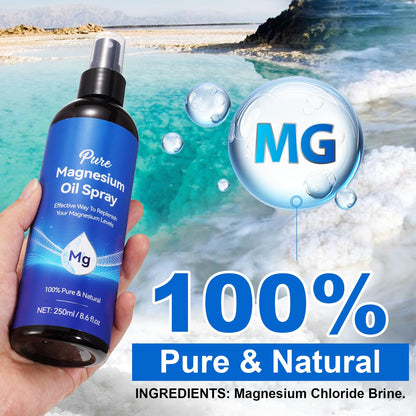 Magnesium Oil Spray 8.6 Fl Oz – Pure Topical Magnesium for Skin, Feet & Body