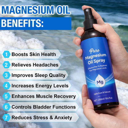 Magnesium Oil Spray 8.6 Fl Oz – Pure Topical Magnesium for Skin, Feet & Body