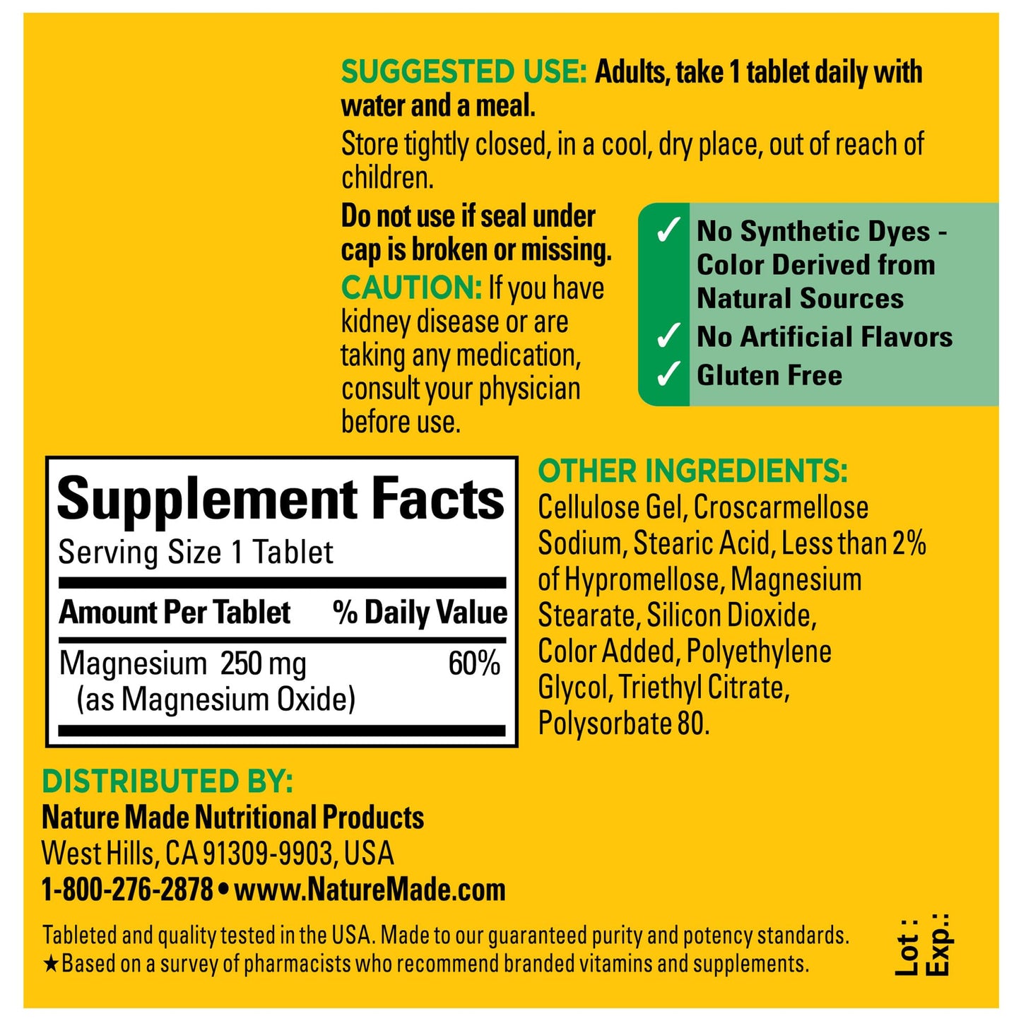 Nature Made Magnesium Oxide 250 mg – 100-Count Magnesium Supplement