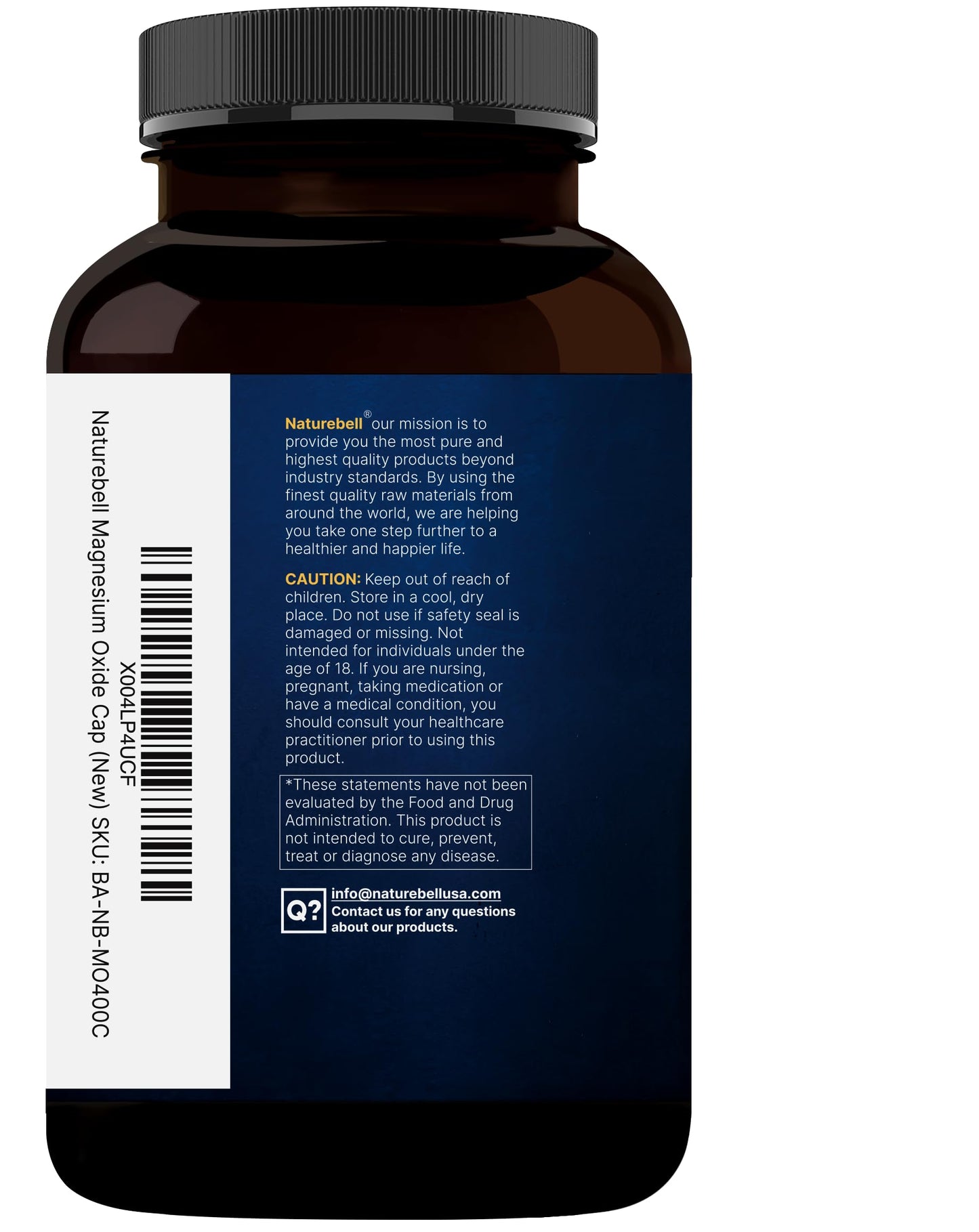 Magnesium Oxide 400mg – 400 Capsules | High Purity Elemental Magnesium | Non-GMO, Gluten Free