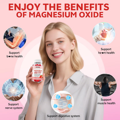 Magnesium Oxide Gummies 500mg – Adults & Kids, Strawberry, 120 Count