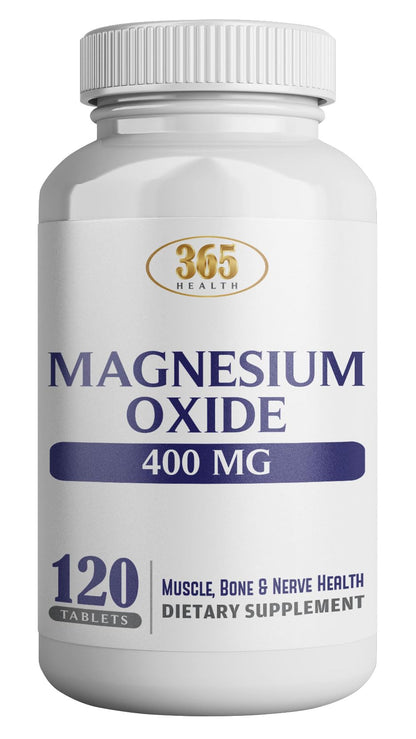 Magnesium 400mg High Potency – USA Made Magnesium Oxide, 120 Tablets