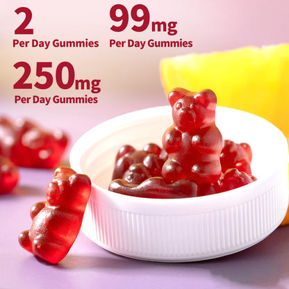 Potassium Magnesium Gummies – Potassium Citrate 99mg & Magnesium Citrate 250mg | Immune Support Raspberry, 60 Gummies (2 Pack)