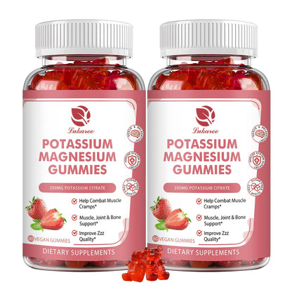 Magnesium Potassium Gummies – New Formula with Chelated Magnesium Glycinate, 200 mg Potassium Citrate, 120 Count