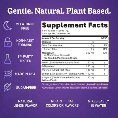 Magnesium Sleep Powder – Melatonin-Free Night Drink | Glycinate + GABA & L-Theanine