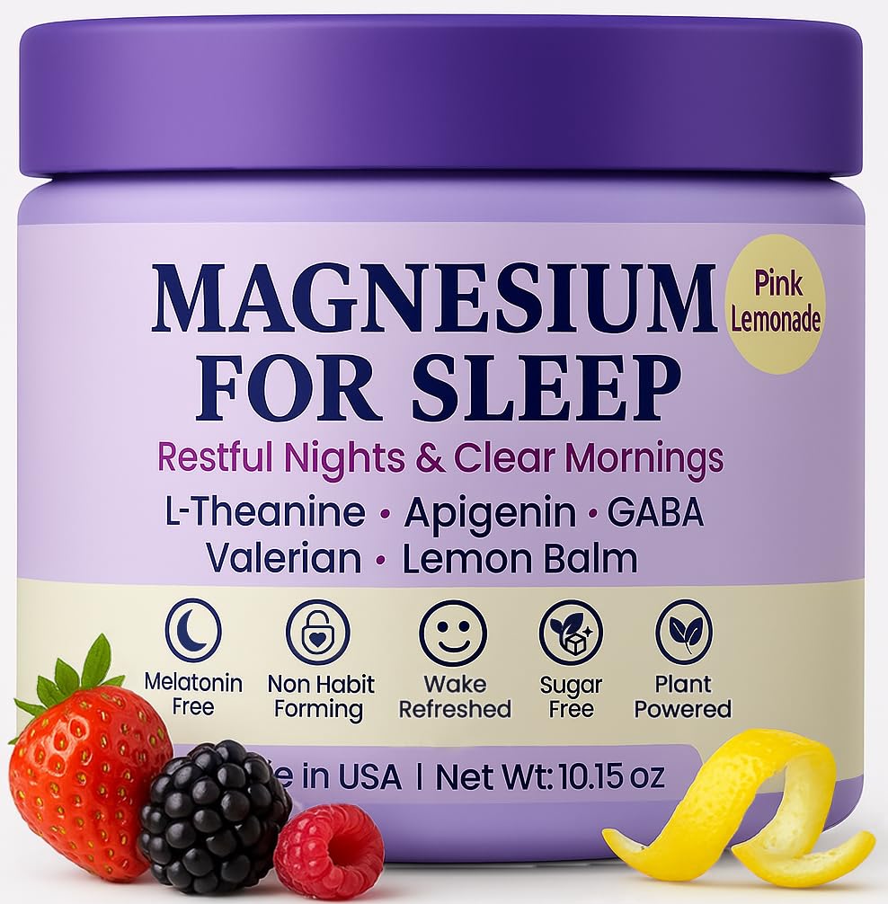Magnesium Sleep Powder – Melatonin-Free Night Drink | Glycinate + GABA & L-Theanine
