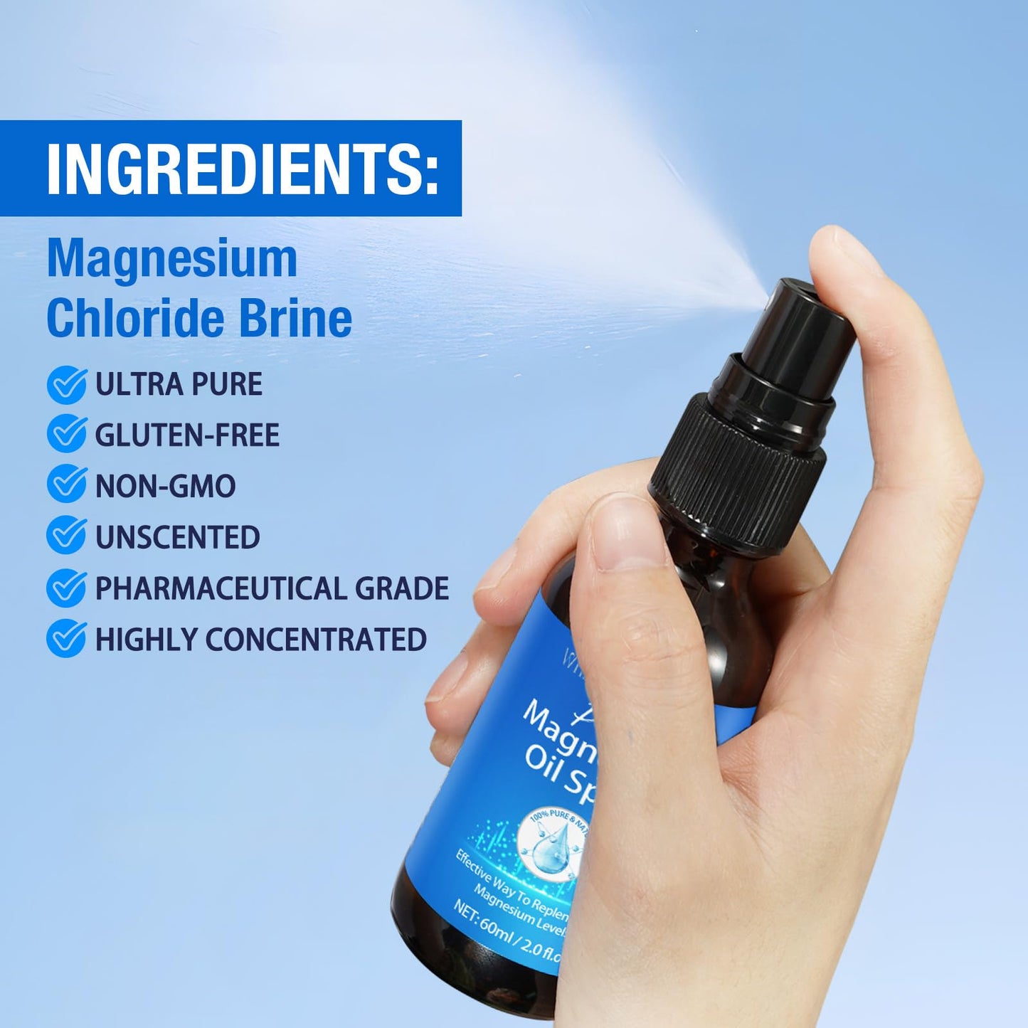 Magnesium Spray – Pure Magnesium Oil for Feet | Glass Bottle, Easy Absorption
