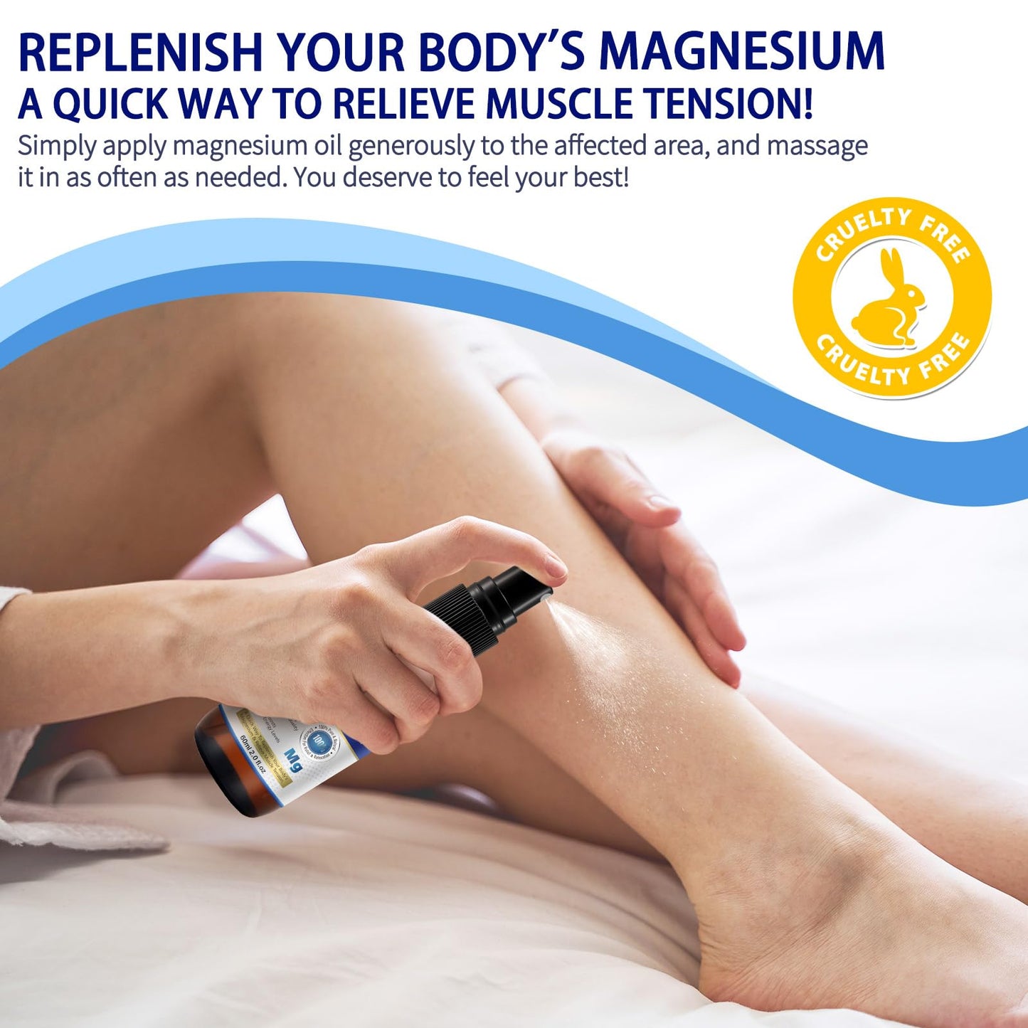 Magnesium Oil Spray for Feet & Sleep – Pure, Organic 60 ml Glass Bottle