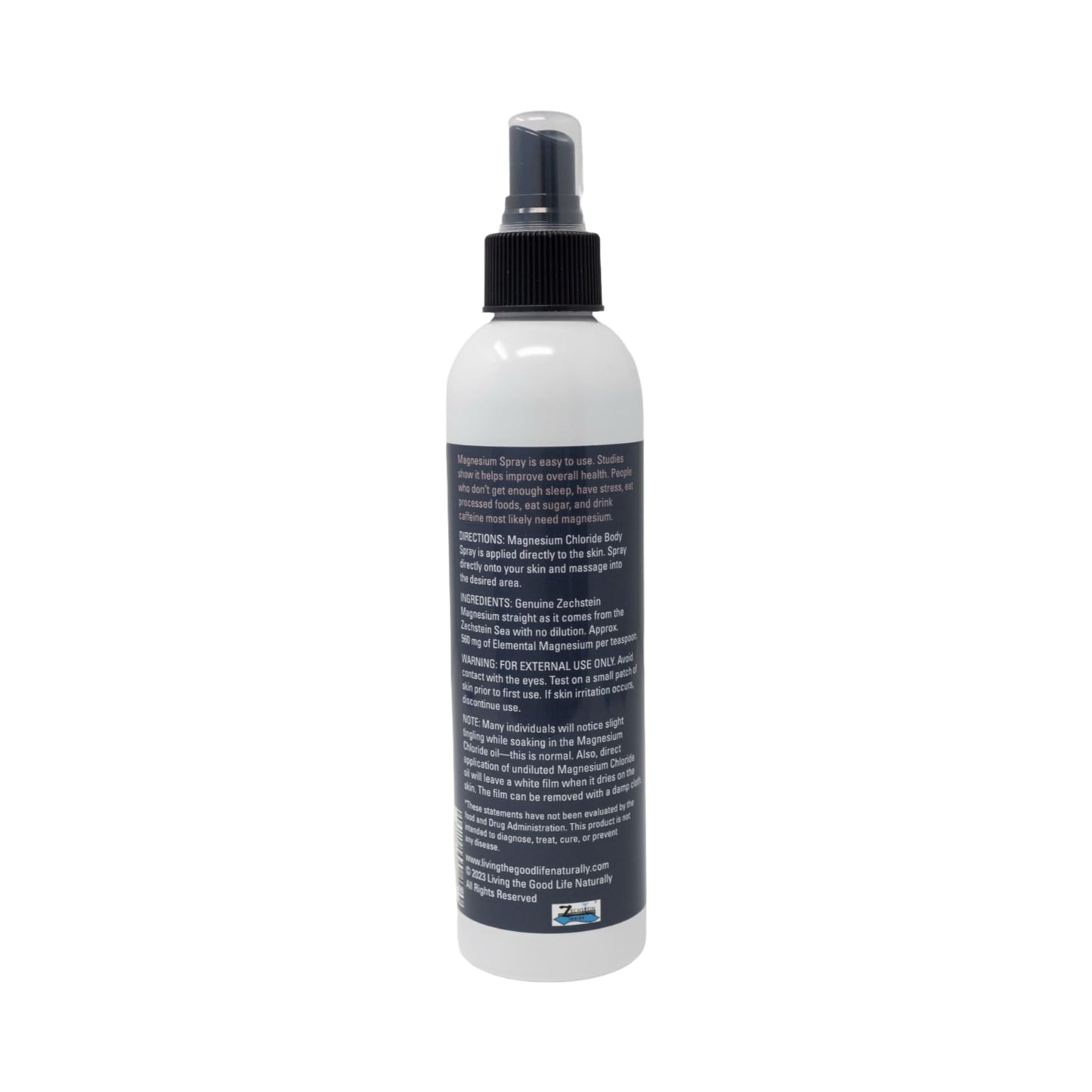 Magnesium Chloride Spray 8 oz – Additive-Free, Transdermal Magnesium for Feet & Body