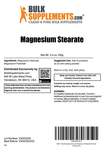 BulkSupplements Magnesium Stearate Powder – Anti-Caking, Flowing Agent & Filler, Food Grade 100g (3.5 oz) Pack of 2