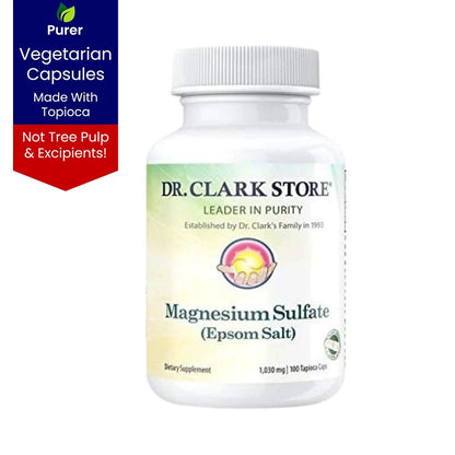 Magnesium Sulfate (Epsom Salt) – Vegetarian, 1030 mg, 100 Capsules | Dr Clark Store