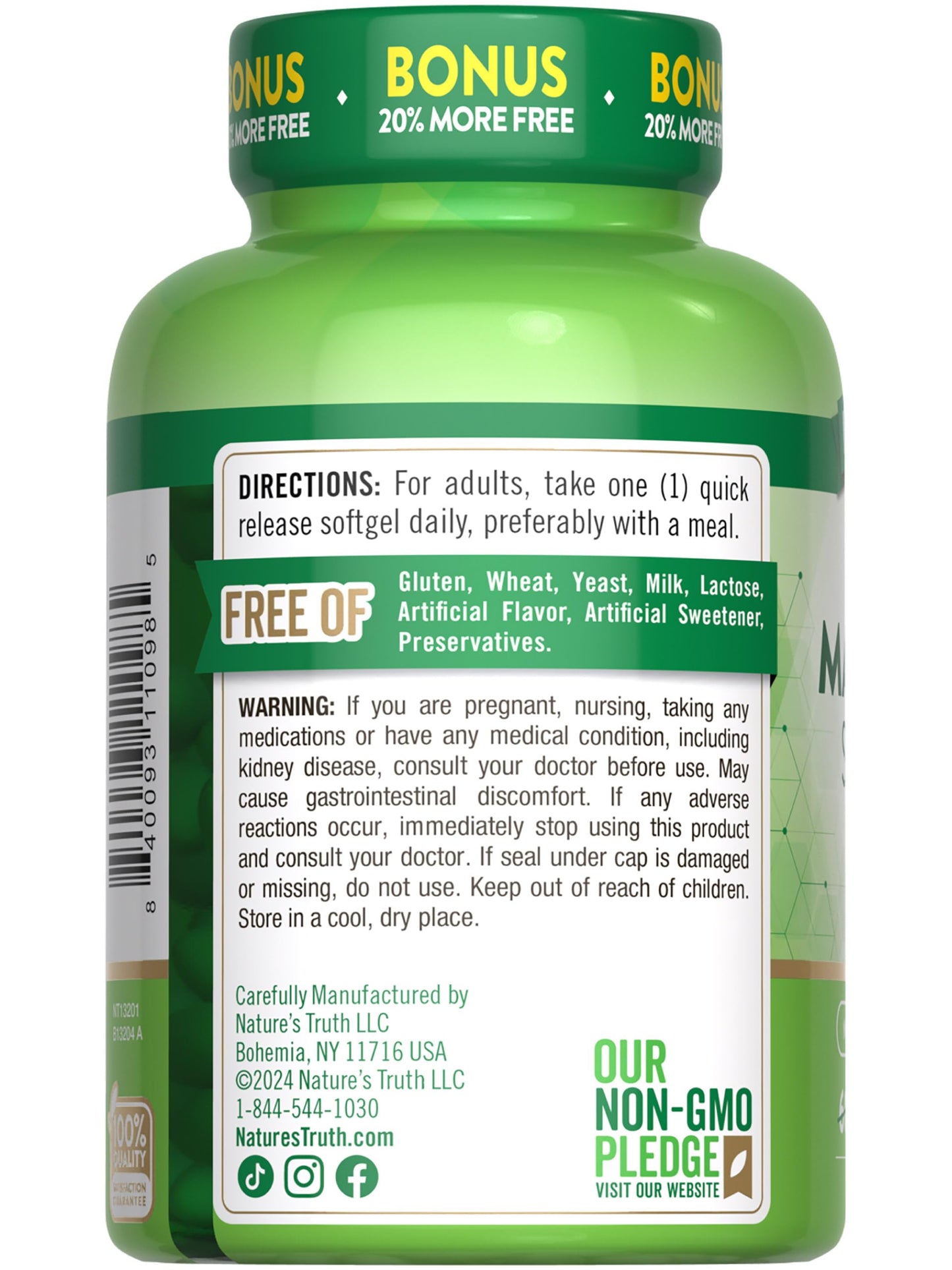 Nature's Truth Magnesium 400mg – 72 Softgels | Extra Strength, Non-GMO, Gluten Free