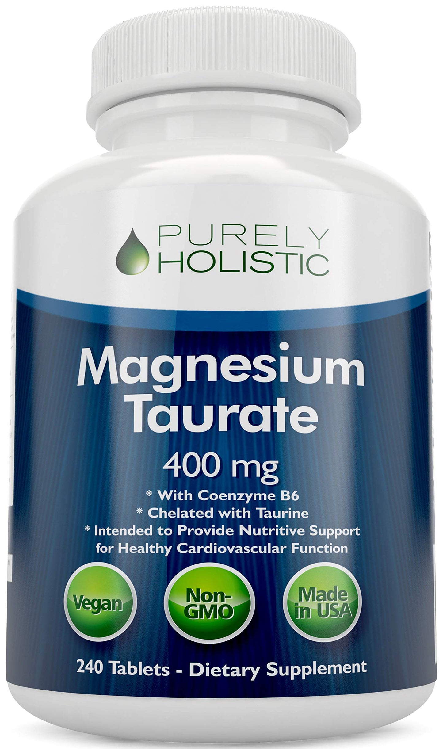 Magnesium Taurate 400mg Tablets – Chelated Mg with Taurine & B6 | 240 Vegan Tablets