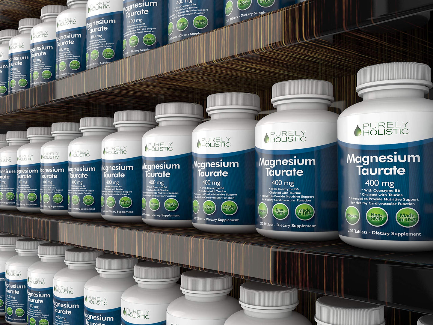 Magnesium Taurate 400mg Tablets – Chelated Mg with Taurine & B6 | 240 Vegan Tablets