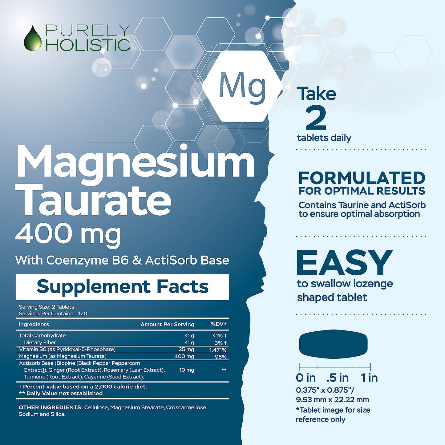 Magnesium Taurate 400mg Tablets – Chelated Mg with Taurine & B6 | 240 Vegan Tablets