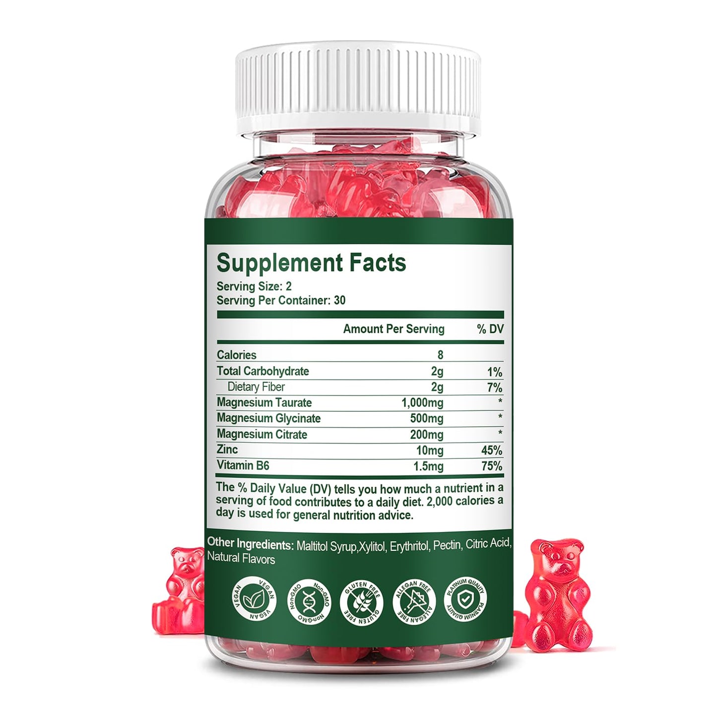 Magnesium Taurate Gummies – Three Forms for Heart Health, Muscle Function & Mood (Vegetarian, Non-GMO)
