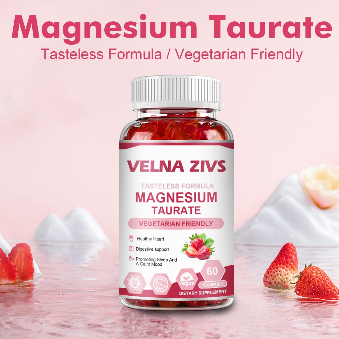 Magnesium Taurate Gummies 1800mg – High-Absorption Magnesium Taurate Supplement (60 Count)