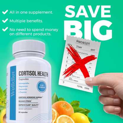 10-in-1 Cortisol Support with Magnesium & Ashwagandha – 60 Capsules