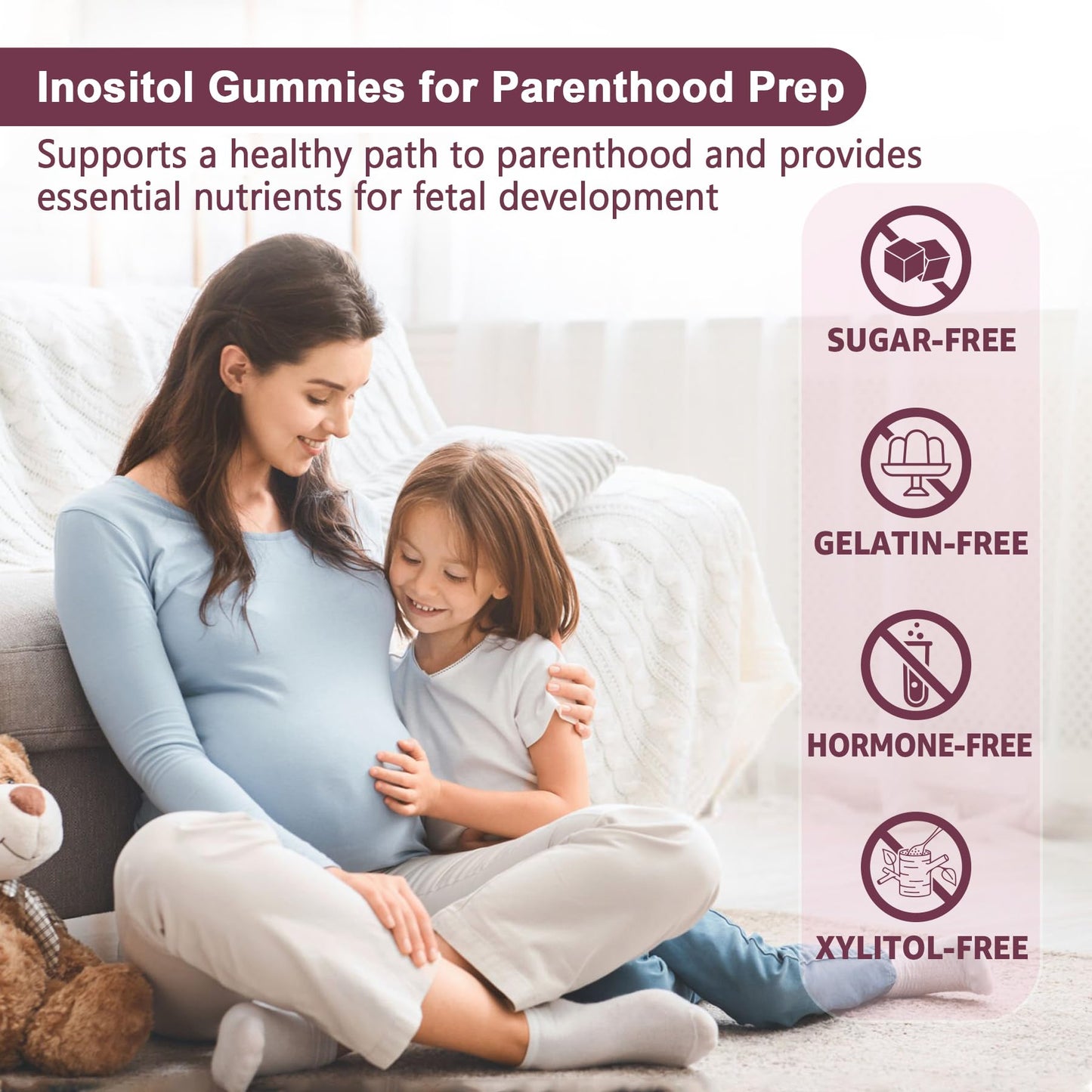 Myo-Inositol & D-Chiro Inositol Gummies for Women – 40:1 Ratio, Sugar-Free, 120 Ct