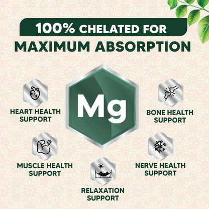 Magnesium Glycinate 1000mg – Chelated Magnesium for Heart, Nerves, Bones & Muscles | 60 Capsules