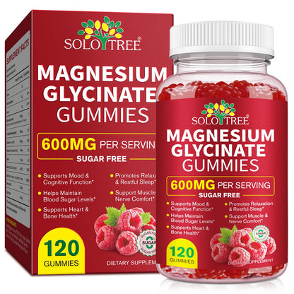 Magnesium Glycinate Gummies 600mg – Relaxation, Sleep & Energy Support (120 Count)