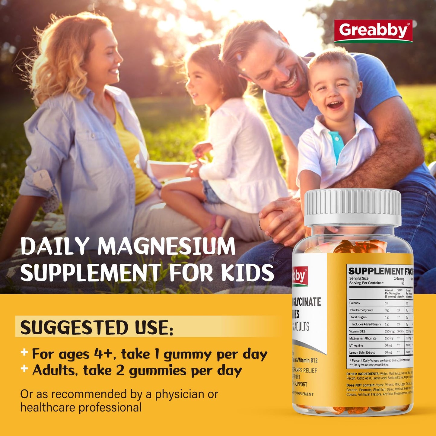 Magnesium Glycinate Gummies 300mg – 60 Count for Sleep, Muscle & Relaxation | Kids & Adults