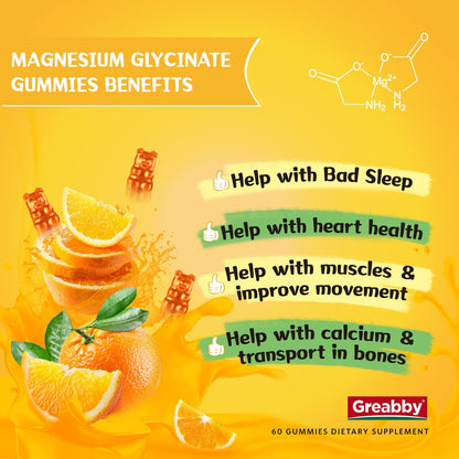 Magnesium Glycinate Gummies 300mg – 60 Count for Sleep, Muscle & Relaxation | Kids & Adults