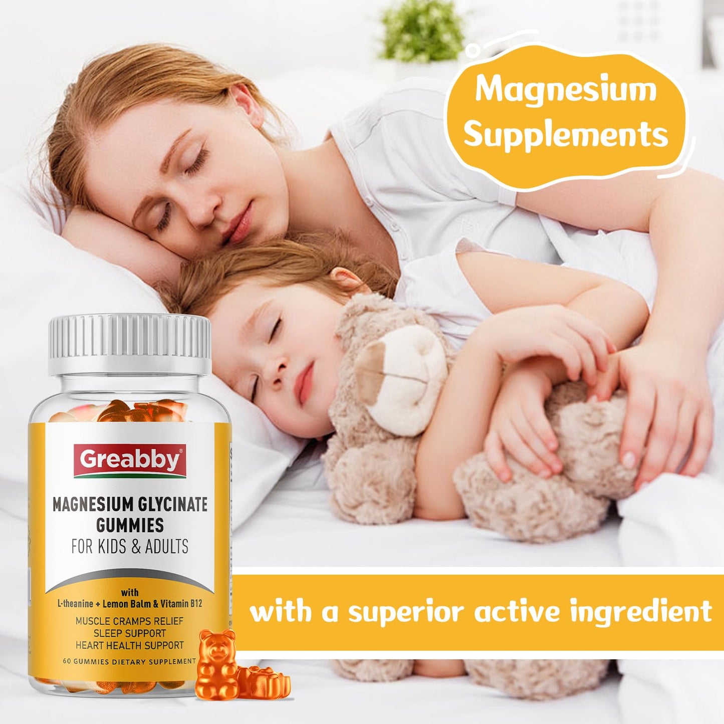 Magnesium Glycinate Gummies 300mg – 60 Count for Sleep, Muscle & Relaxation | Kids & Adults