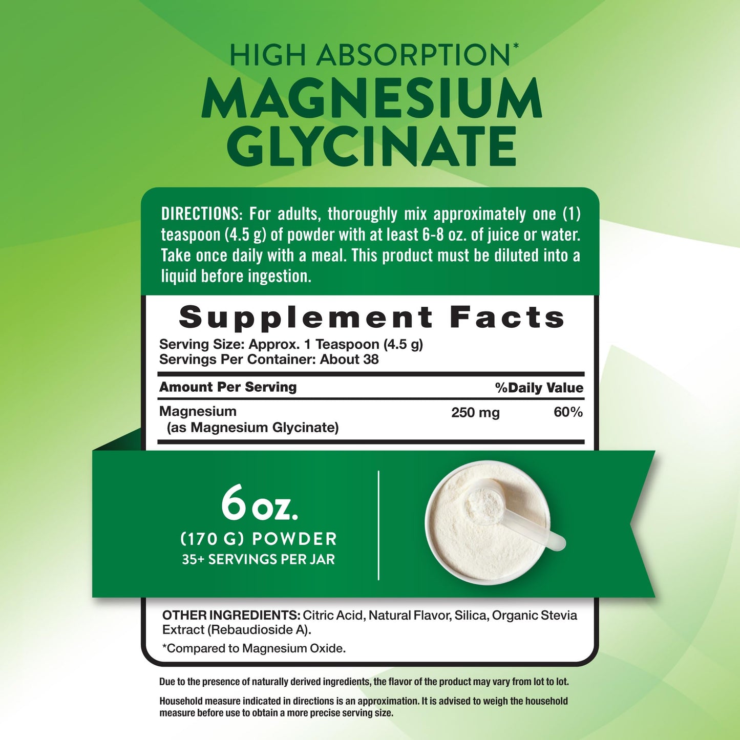 Nature's Truth Magnesium Glycinate Powder 6 oz – Lemon Flavor | High Absorption, Vegan, Non-GMO, Gluten Free