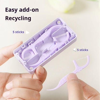 Portable Travel Dental Floss Case - Mint Green Reusable Dispenser with Mint Floss