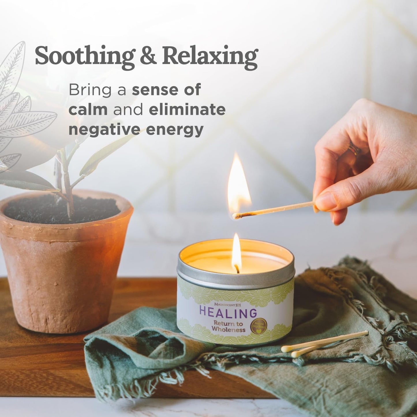 MAGNIFICENT 101 Healing & Manifestation Smudge Candle – 6 oz Red Soy Wax, 35-Hour Burn